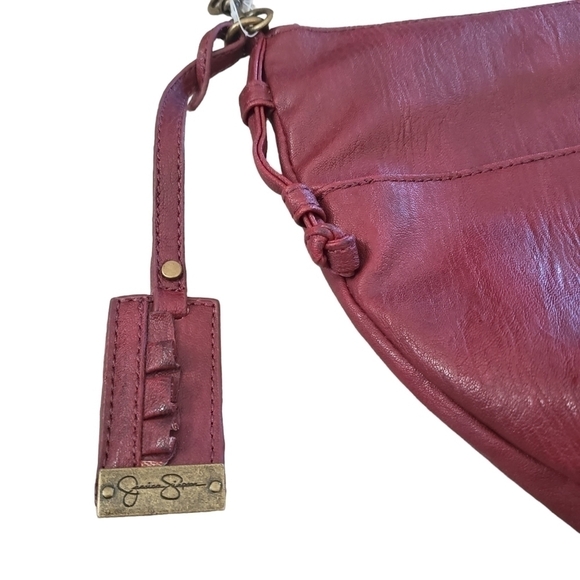 NWT Jessica Simpson Burgundy Faux Leather Shoulder Bag With Bows - Picture 9 of 13